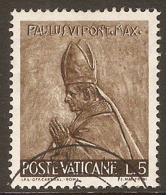 Vatican City 1966 5l. Bistre-brown. SG467.